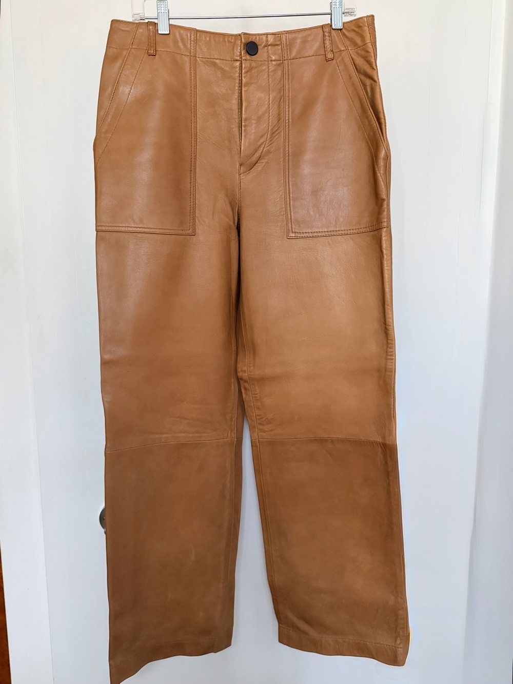 Zara camel coloured leather pants.